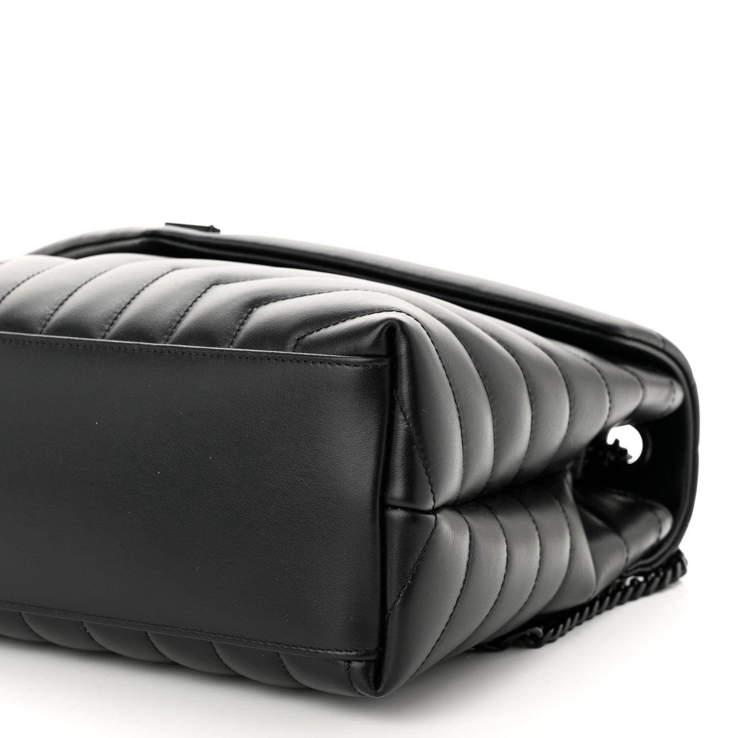 Saint Laurent Calfskin Y Quilted Monogram Monochrome Medium Loulou Chain Satchel Black 10 of 11