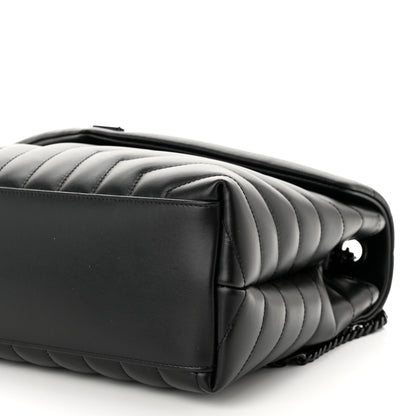 Saint Laurent Calfskin Y Quilted Monogram Monochrome Medium Loulou Chain Satchel Black 10 of 11