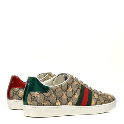 Gucci GG Supreme Monogram Bees Web Womens Ace Sneakers 41 Beige Oro Green Red 5 of 9