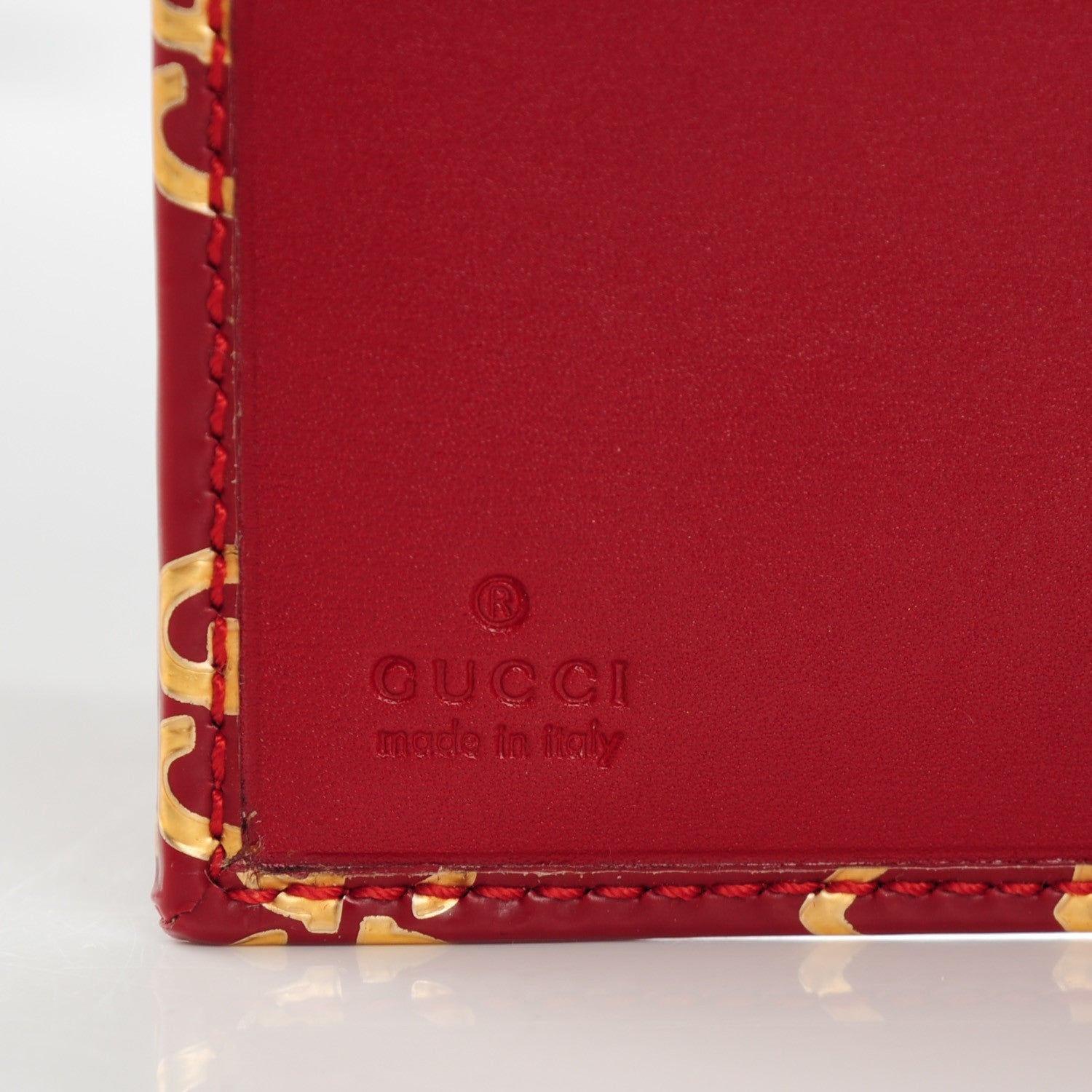 Gucci Patent GG Valentine GG Pierce French Flap Wallet Red Gold 6 of 7