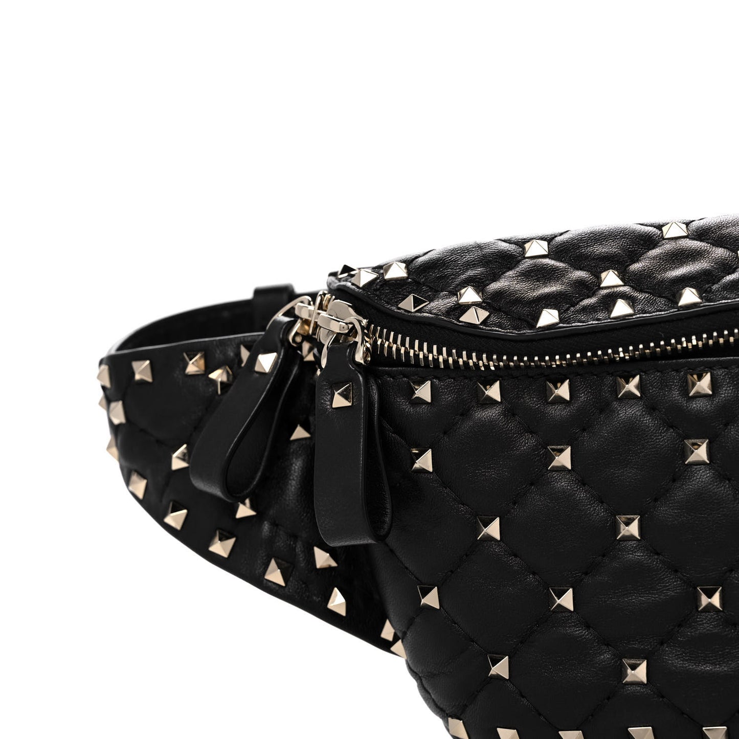 Lambskin Rockstud Spike Belt Bag 85 Black