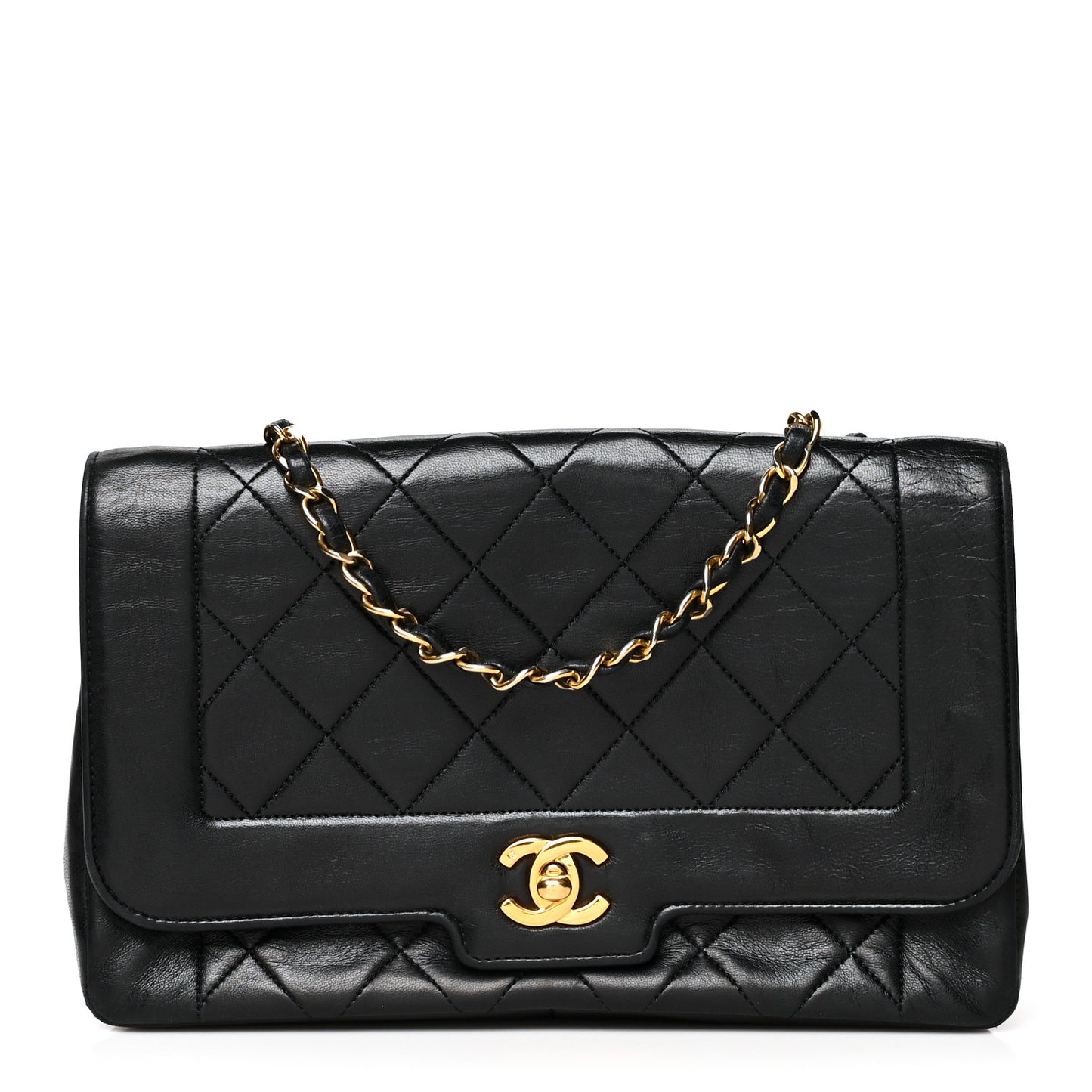Lambskin Quilted Medium Single Flap Black
