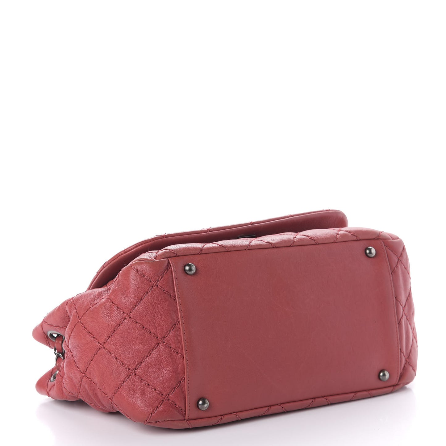 Calfskin Stitch It Accordion Flap Red