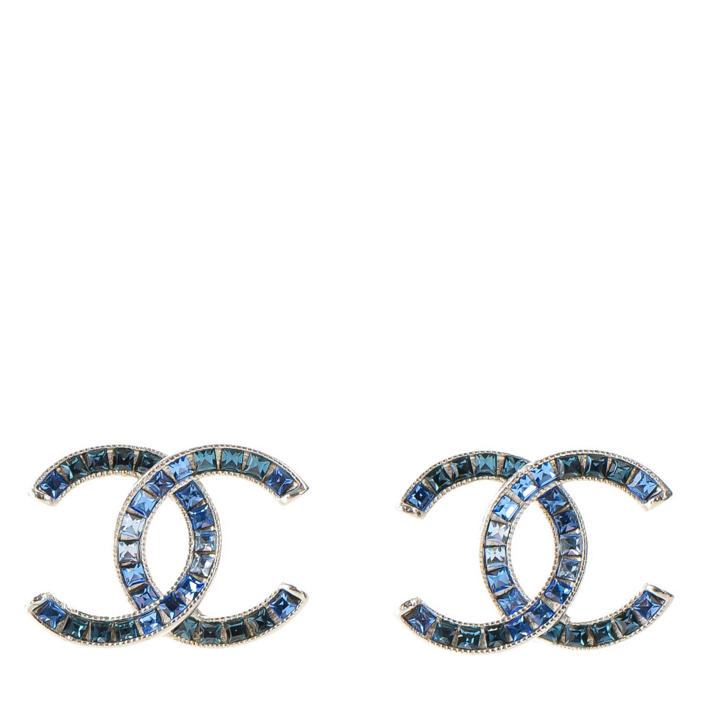 Crystal Baguette CC Earrings Blue
