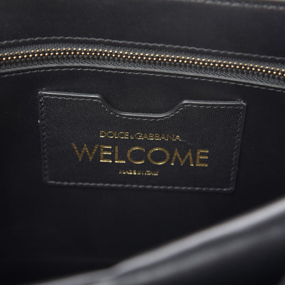 Dolce & Gabbana Calfskin Welcome Graffiti Printed Satchel Black 6 of 8
