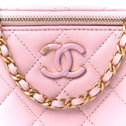 Chanel Lambskin Enamel Quilted Small Vanity Case With Chain Pink 8 of 12