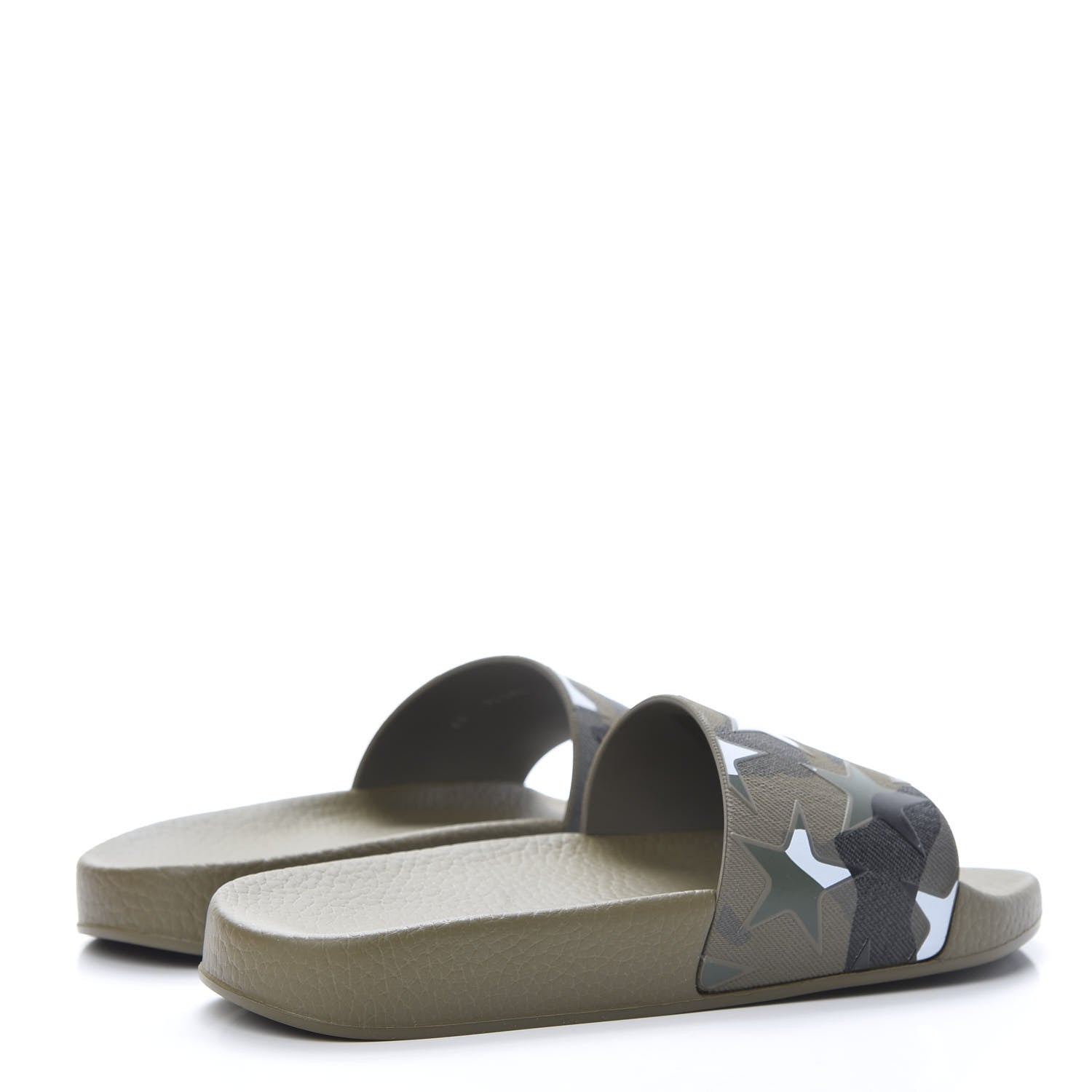 Valentino Garavani PVC Camustars Slide Sandals 37 Army Green White 4 of 8