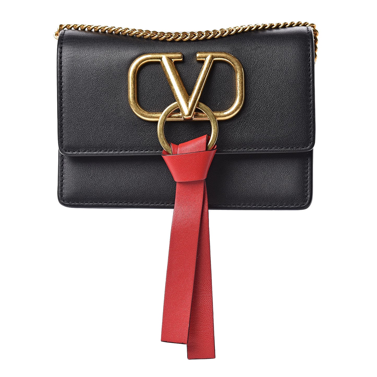 Smooth Calfskin Mini VRing Crossbody Bag Black