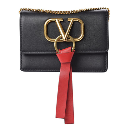 Valentino Garavani Smooth Calfskin Mini VRing Crossbody Bag Black 1 of 8