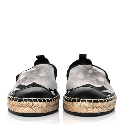 Fendi Satin Floral Print Espadrille 37 Black 2 of 8