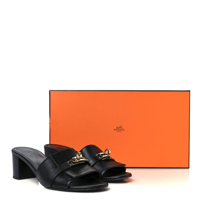 Hermes Calfskin Gigi 50 Sandals 36.5 Black 10 of 10