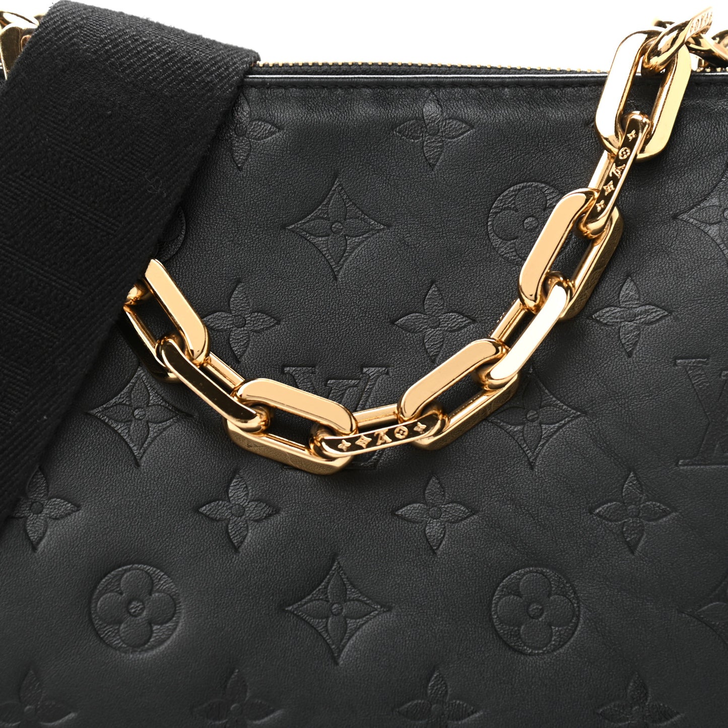 Lambskin Embossed Monogram Coussin PM Black