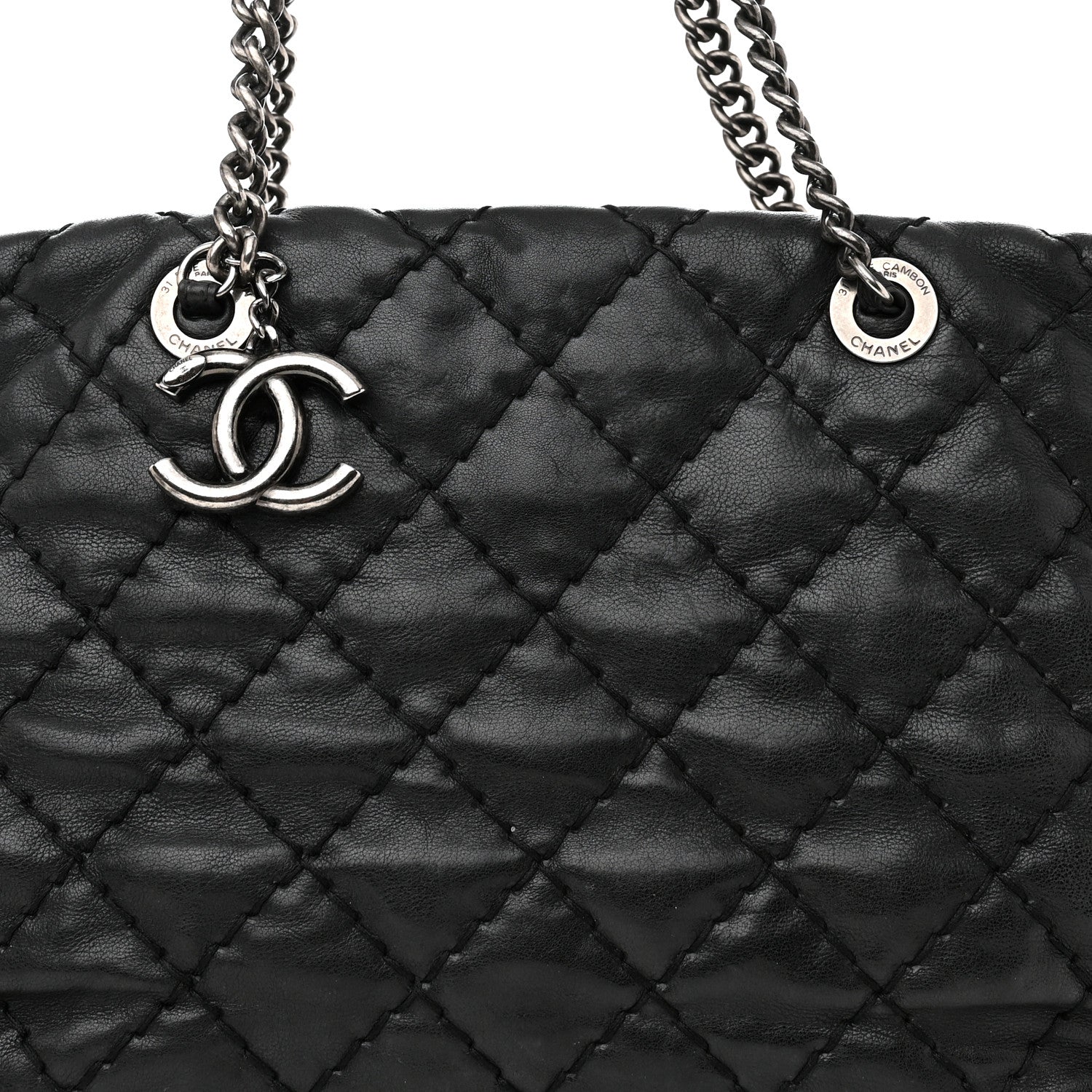 Chanel Calfskin Ultimate Stitch Shopping Tote Black 9 of 13