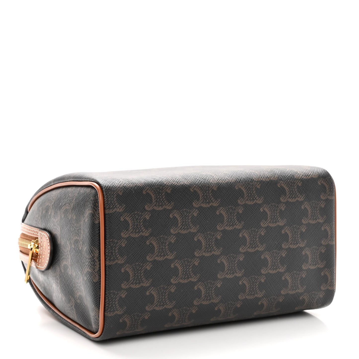 Triomphe Canvas Calfskin Small Boston Bag Tan
