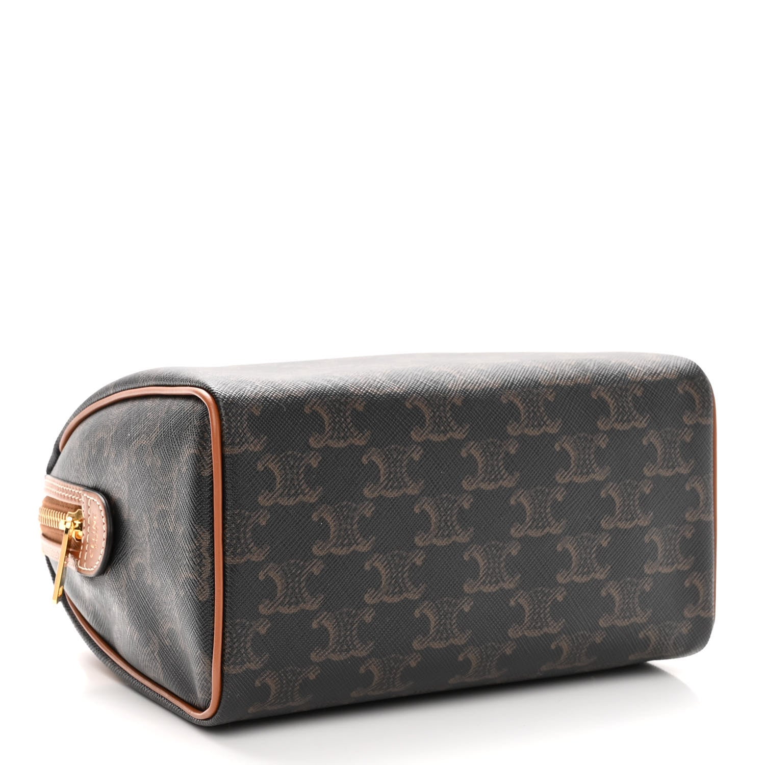 Celine Triomphe Canvas Calfskin Small Boston Bag Tan 4 of 9