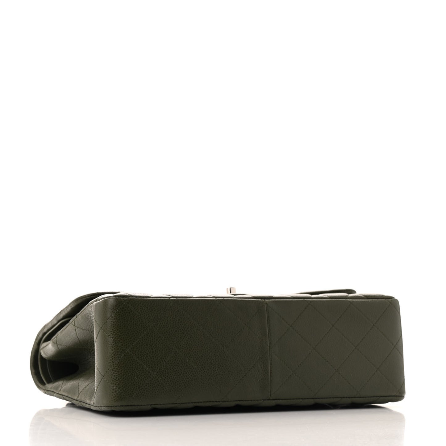 Caviar Quilted Jumbo Double Flap Vert Fonce