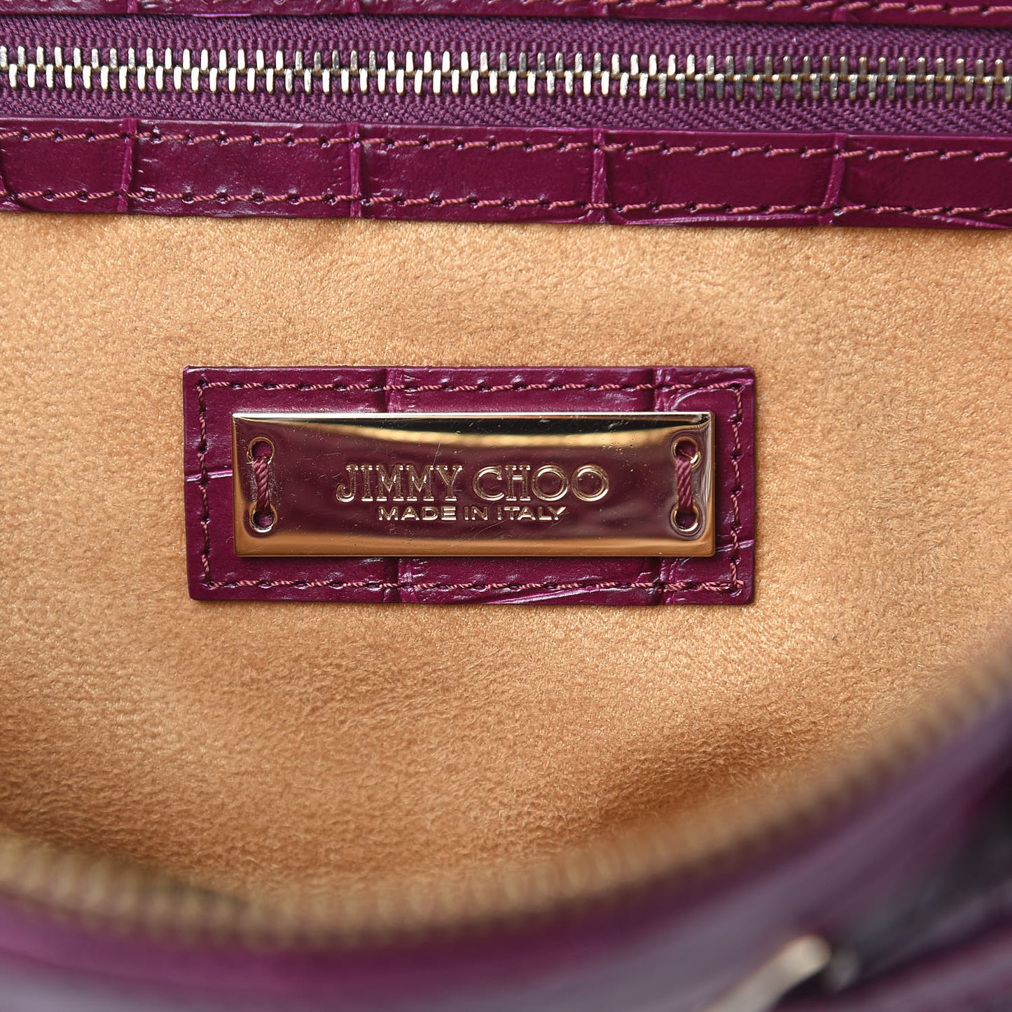 Calfskin Crocodile Embossed Medium Rhea Purple