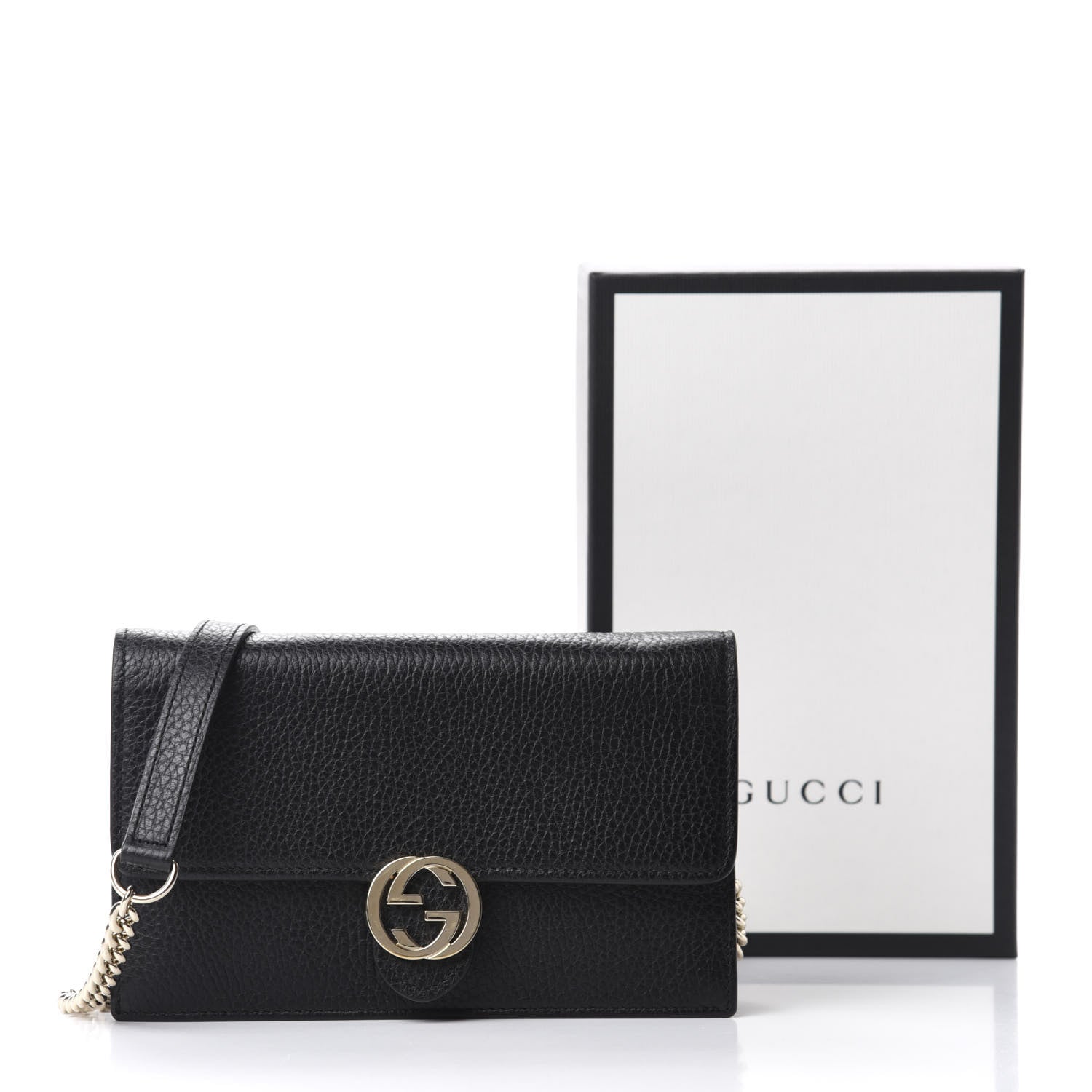 Gucci Dollar Calfskin Interlocking G Chain Wallet Black 11 of 11
