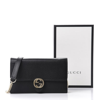 Gucci Dollar Calfskin Interlocking G Chain Wallet Black 11 of 11