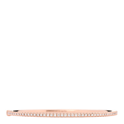 Tiffany 18K Rose Gold Diamond Metro Hinged Bangle Bracelet 1 of 4