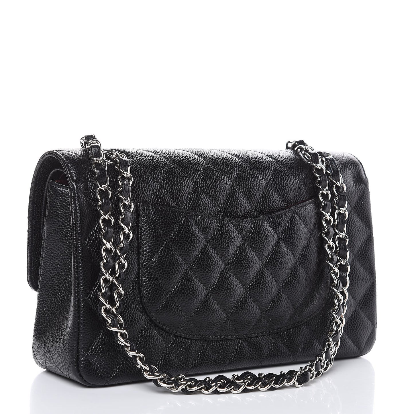 Caviar Quilted Medium Double Flap Black