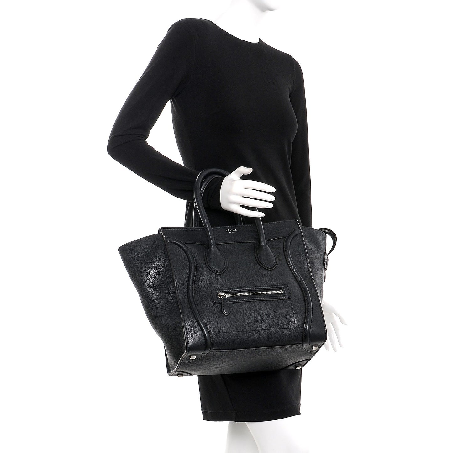 Drummed Calfskin Mini Luggage Black