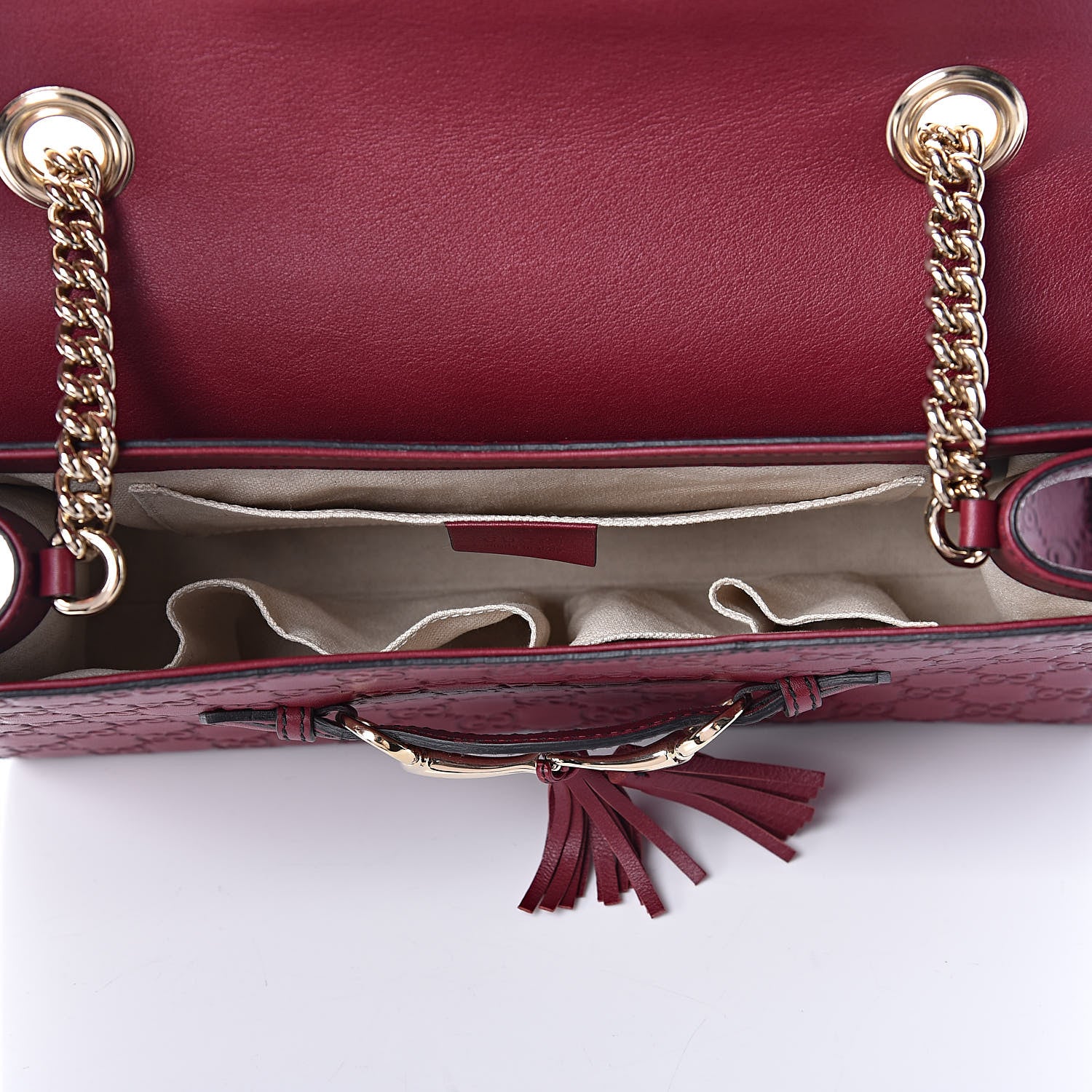 Gucci Soft Guccissima Medium Emily Chain Shoulder Bag Classic Ruby 5 of 9
