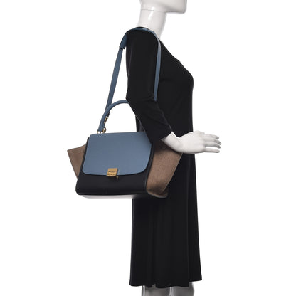 Celine Bullhide Calfskin Grained Nubuck Small Tri-Color Trapeze Medium Blue 2 of 12