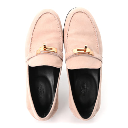 Hermes Suede Goatskin Womens Destin Loafer 35.5 Rose Opaline 2 of 10
