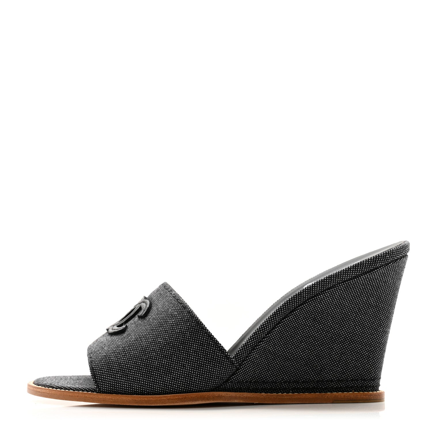 Chanel Canvas CC Wedge Sandals 40 Black 1 of 9