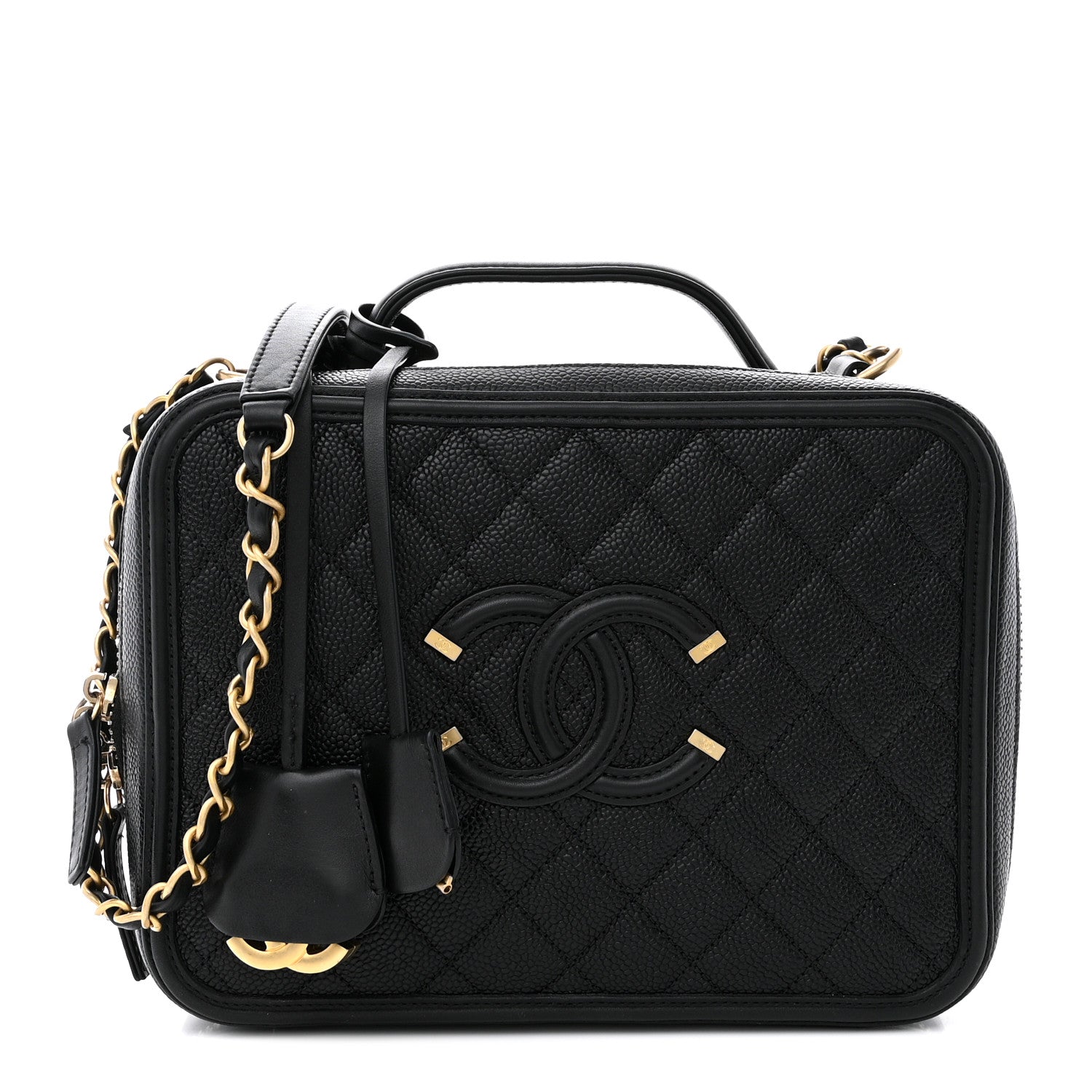 Chanel Caviar Quilted Large CC Filigree Vanity Case Black 1 of 13