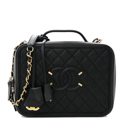 Chanel Caviar Quilted Large CC Filigree Vanity Case Black 1 of 13