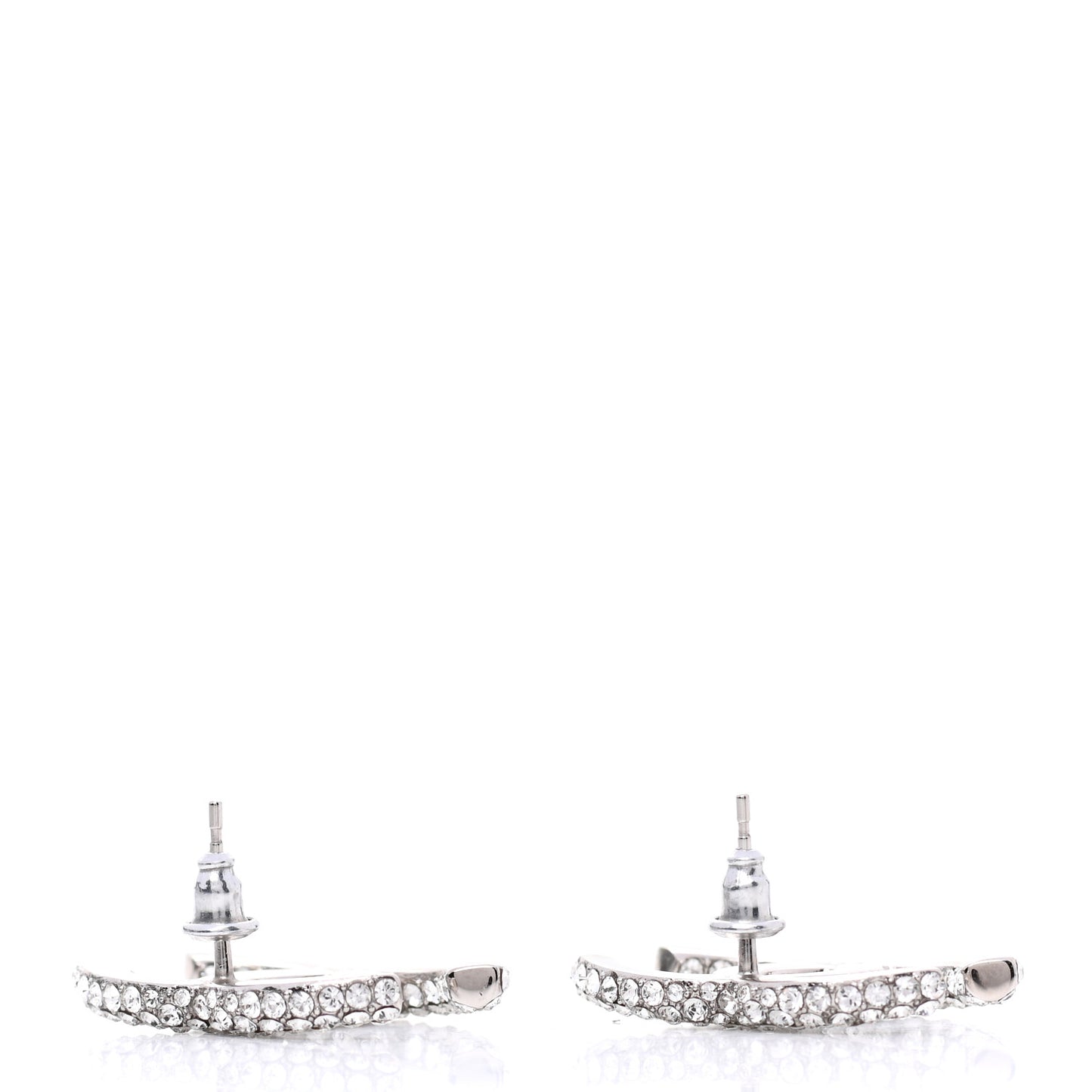 Crystal CC Treasure Chest Earrings Silver