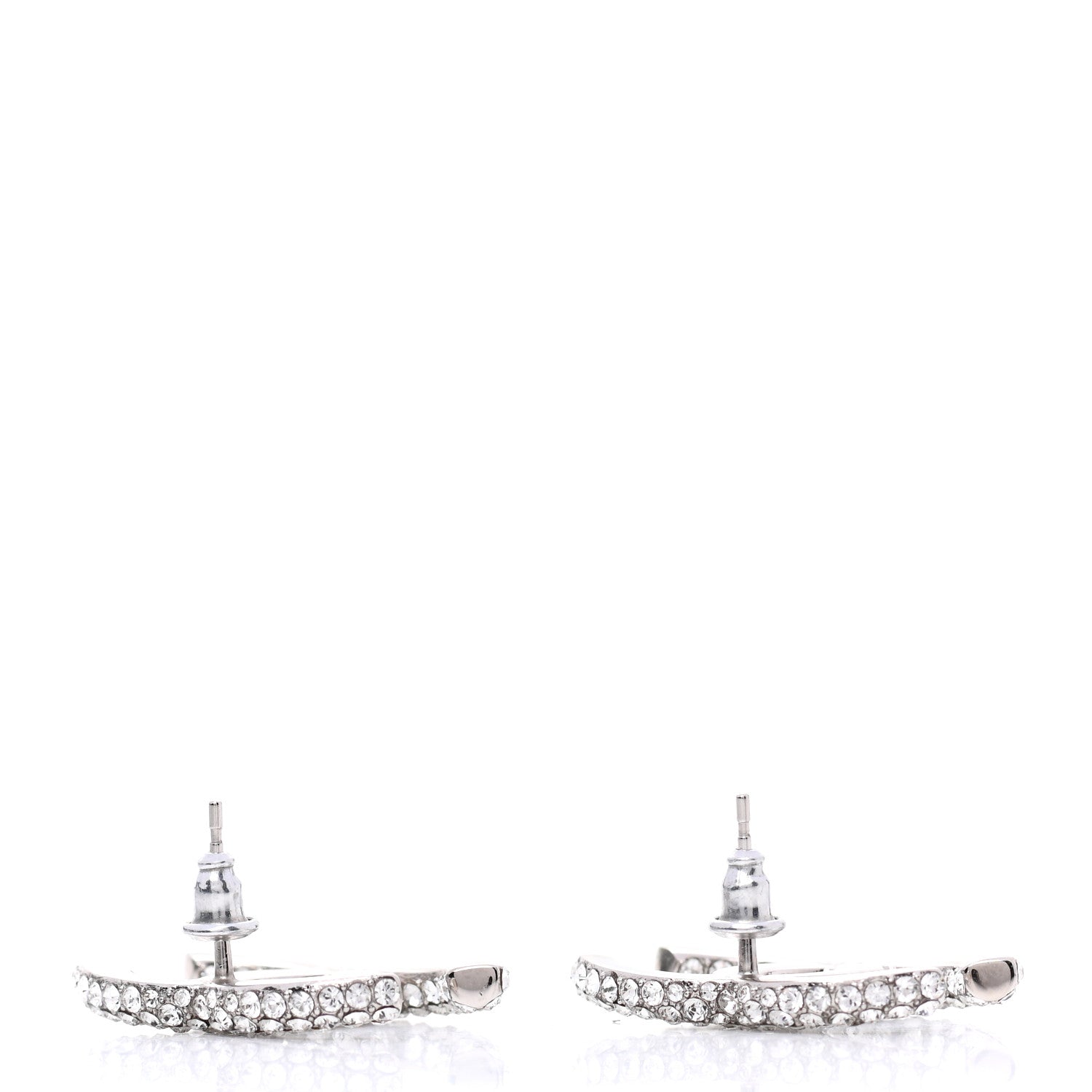 Chanel Crystal CC Treasure Chest Earrings Silver 3 of 4