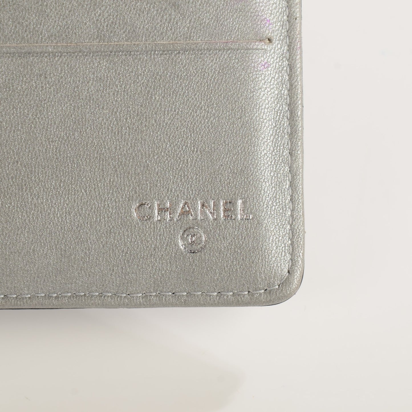 Lambskin Embossed Camellia Large Gusset Flap Wallet Black