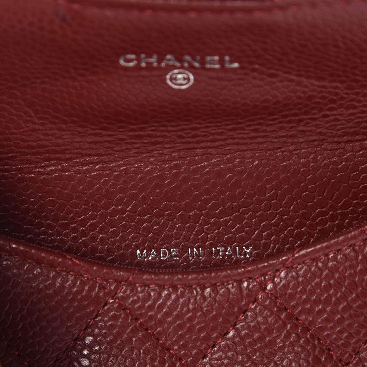 Caviar Quilted Coin Purse Dark Red