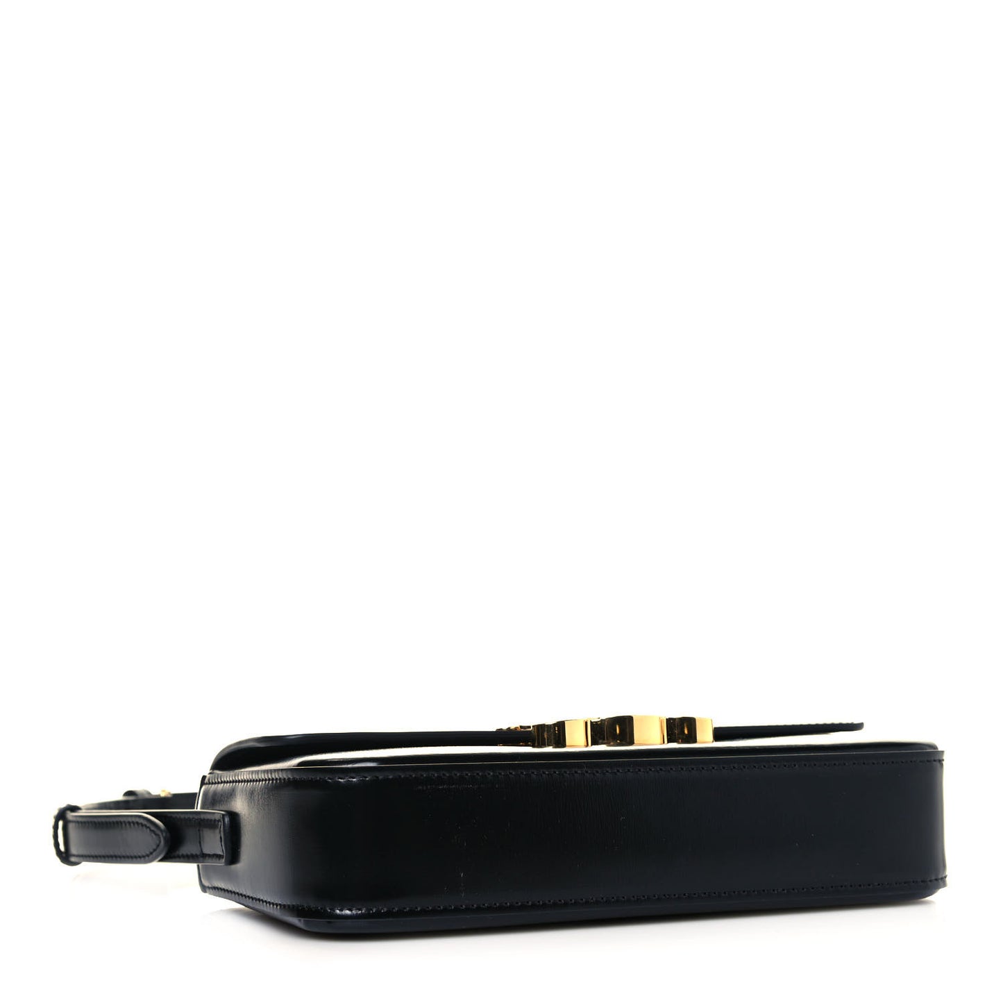 Shiny Calfskin Triomphe Shoulder Bag Black