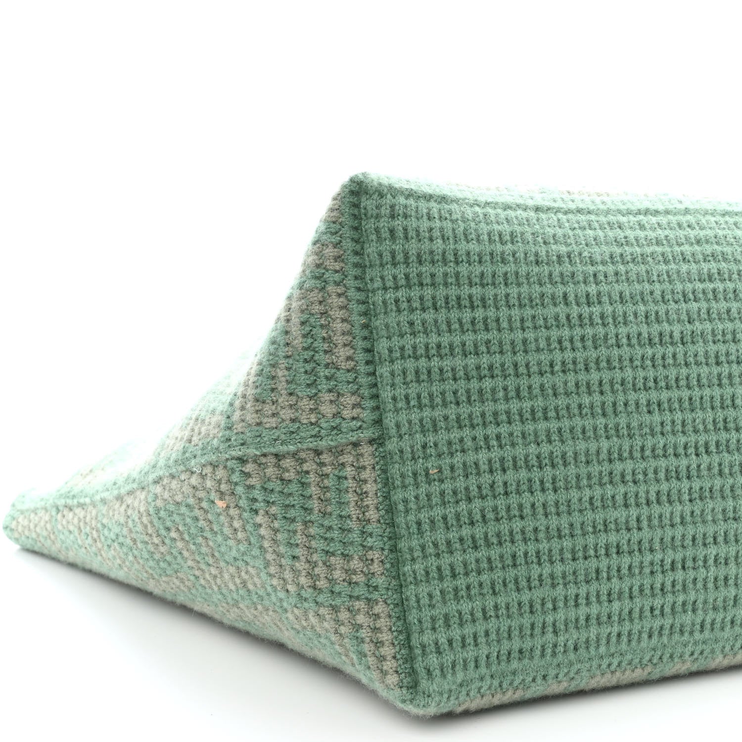 Fendi Cashmere Knit FF Large Shopper Tote Verde Islanda 9 of 10