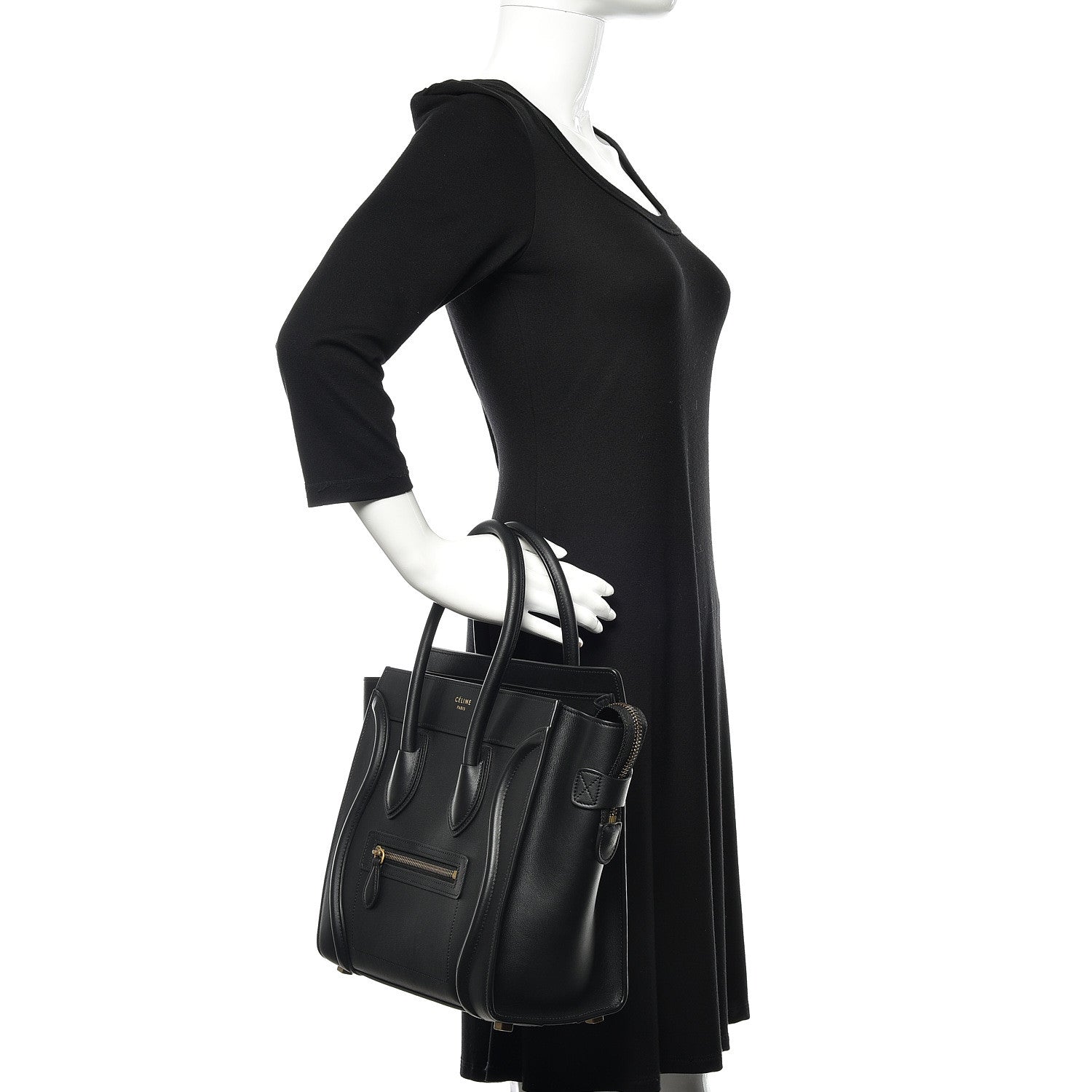Celine Smooth Calfskin Micro Luggage Black 2 of 9