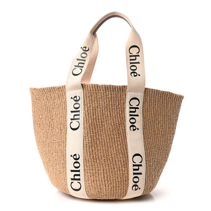 Chloe Raffia Large Woody Basket Bag White 1 of 9