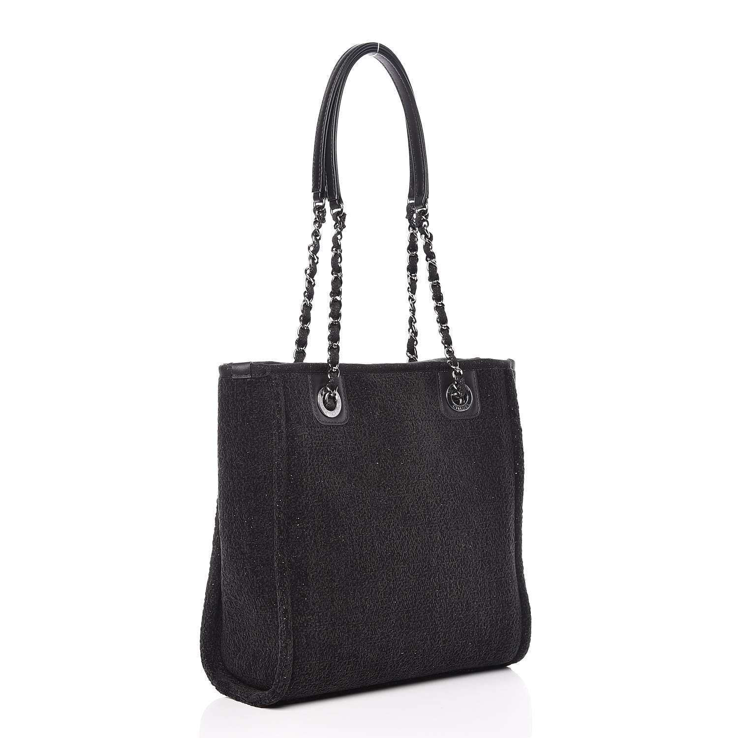 Chanel Lurex Boucle Mini Deauville Tote Black 3 of 10