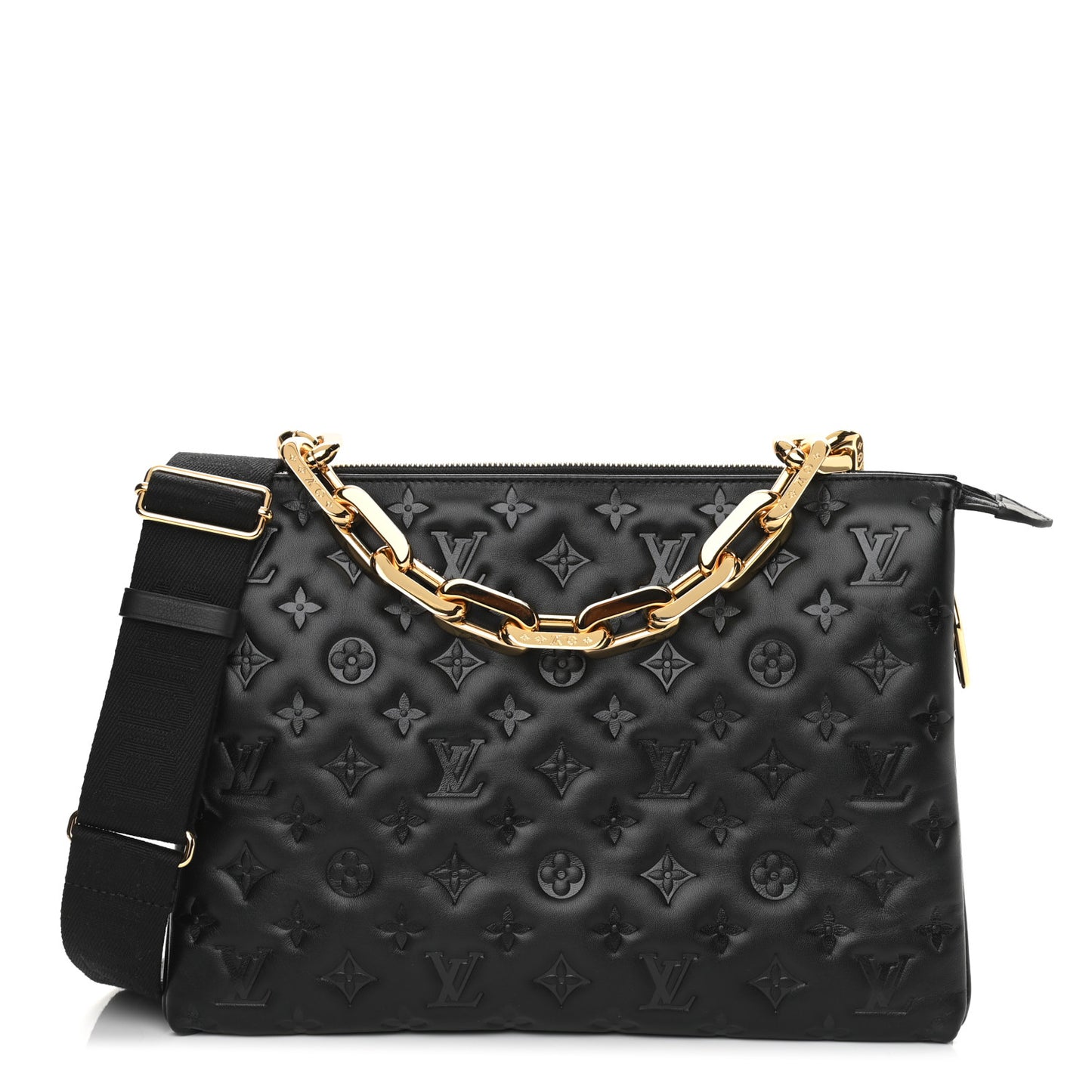 Lambskin Embossed Monogram Coussin MM Black