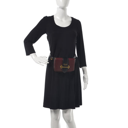 Prada City Calf Cahier Belt Bag Granato Black 2 of 7