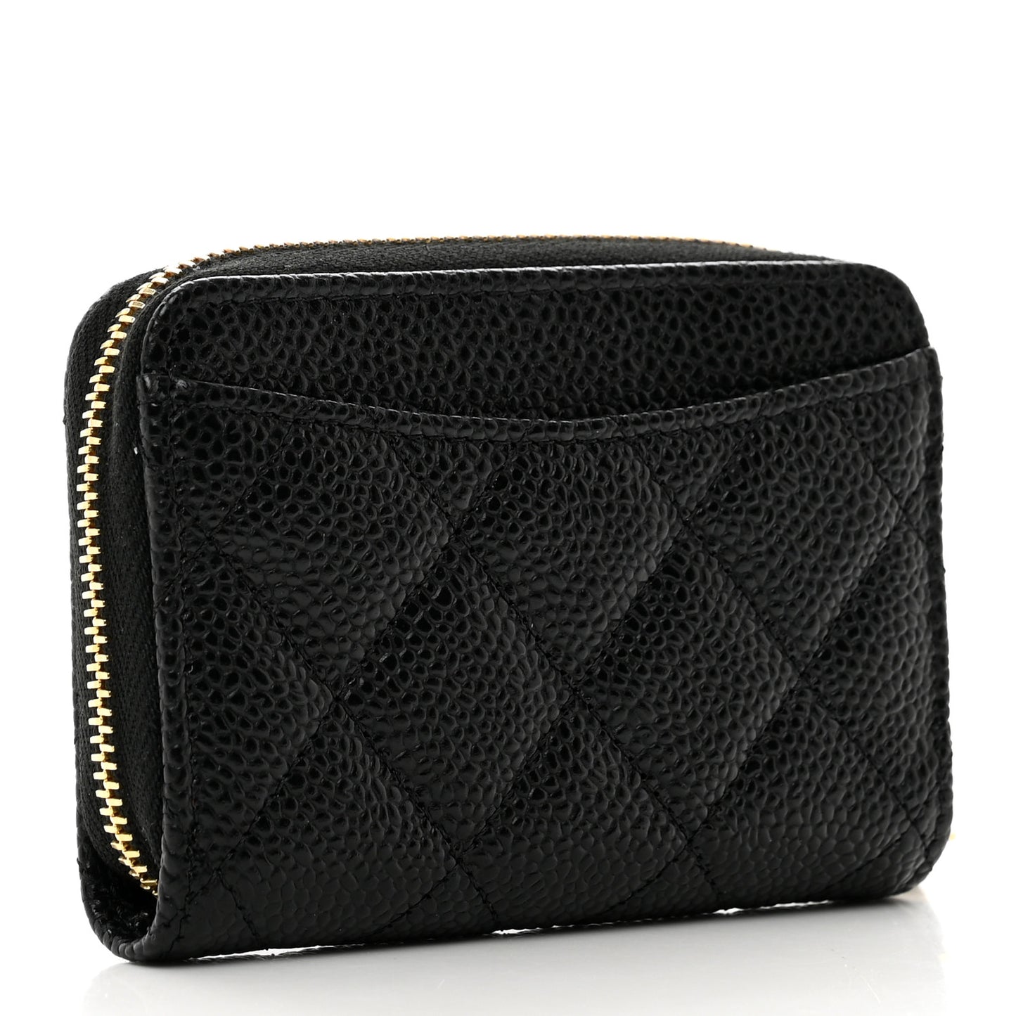 Caviar Quilted Zip Coin Purse Black