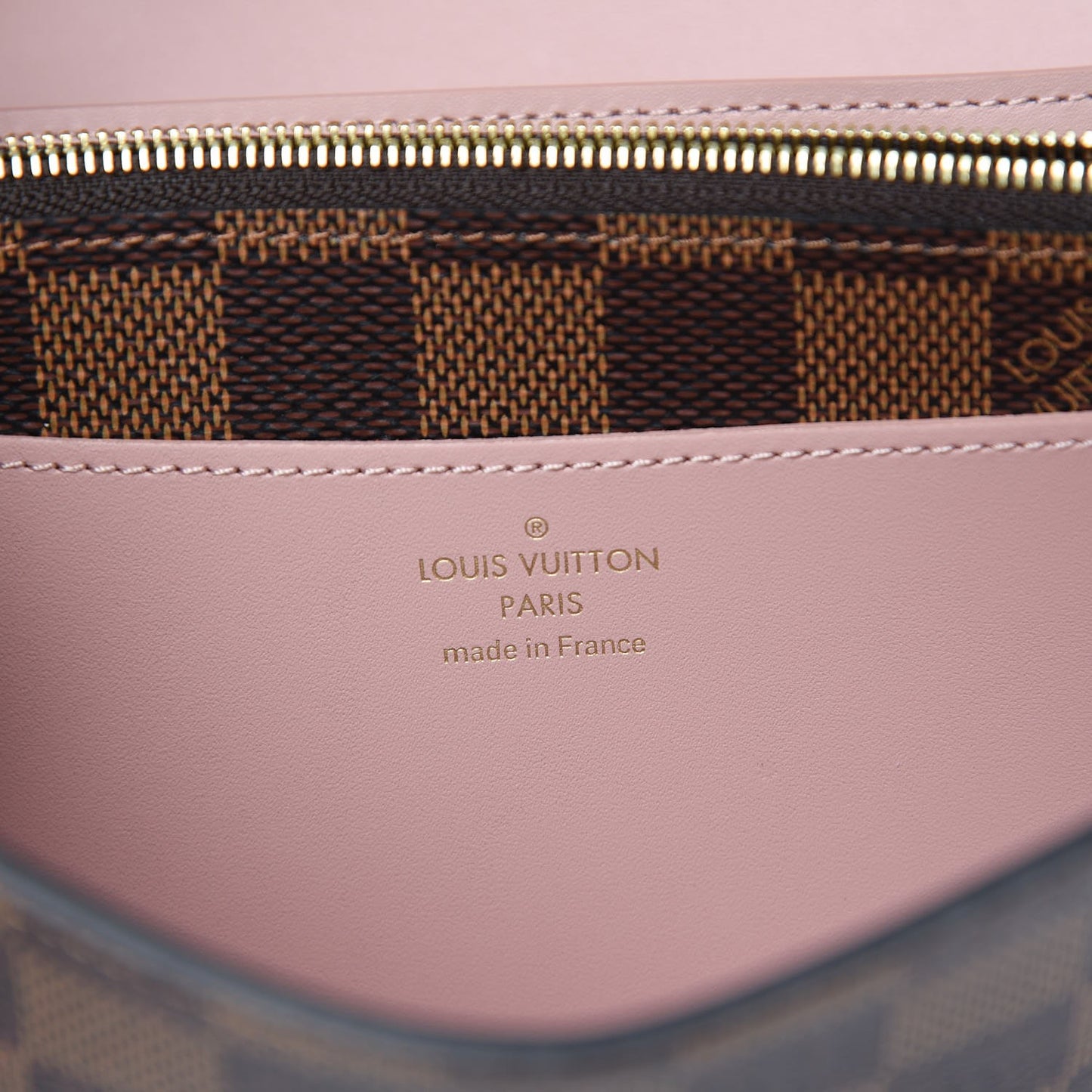 Damier Ebene Croisette Chain Wallet Rose Ballerine