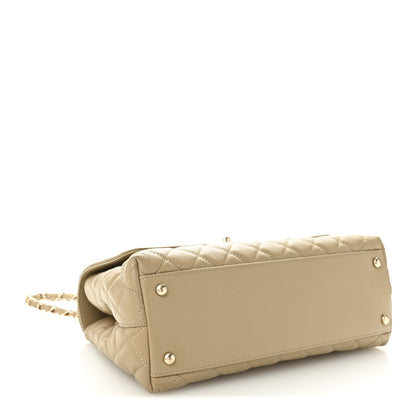 Chanel Caviar Lizard Embossed Quilted Small Coco Handle Flap Dark Beige 4 of 11