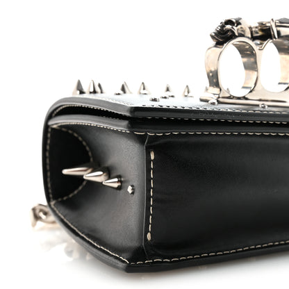 Alexander McQueen Calfskin Spike Studded Knuckle Satchel Black Silver 8 of 9