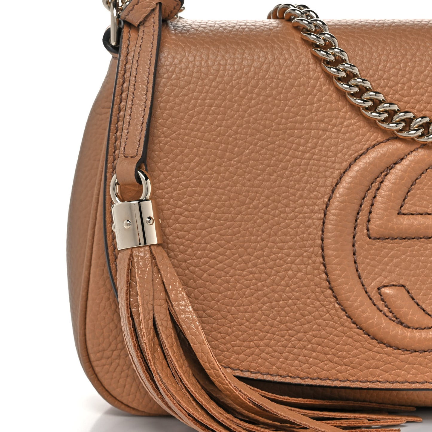 Pebbled Calfskin Medium Soho Flap Crossbody Camelia