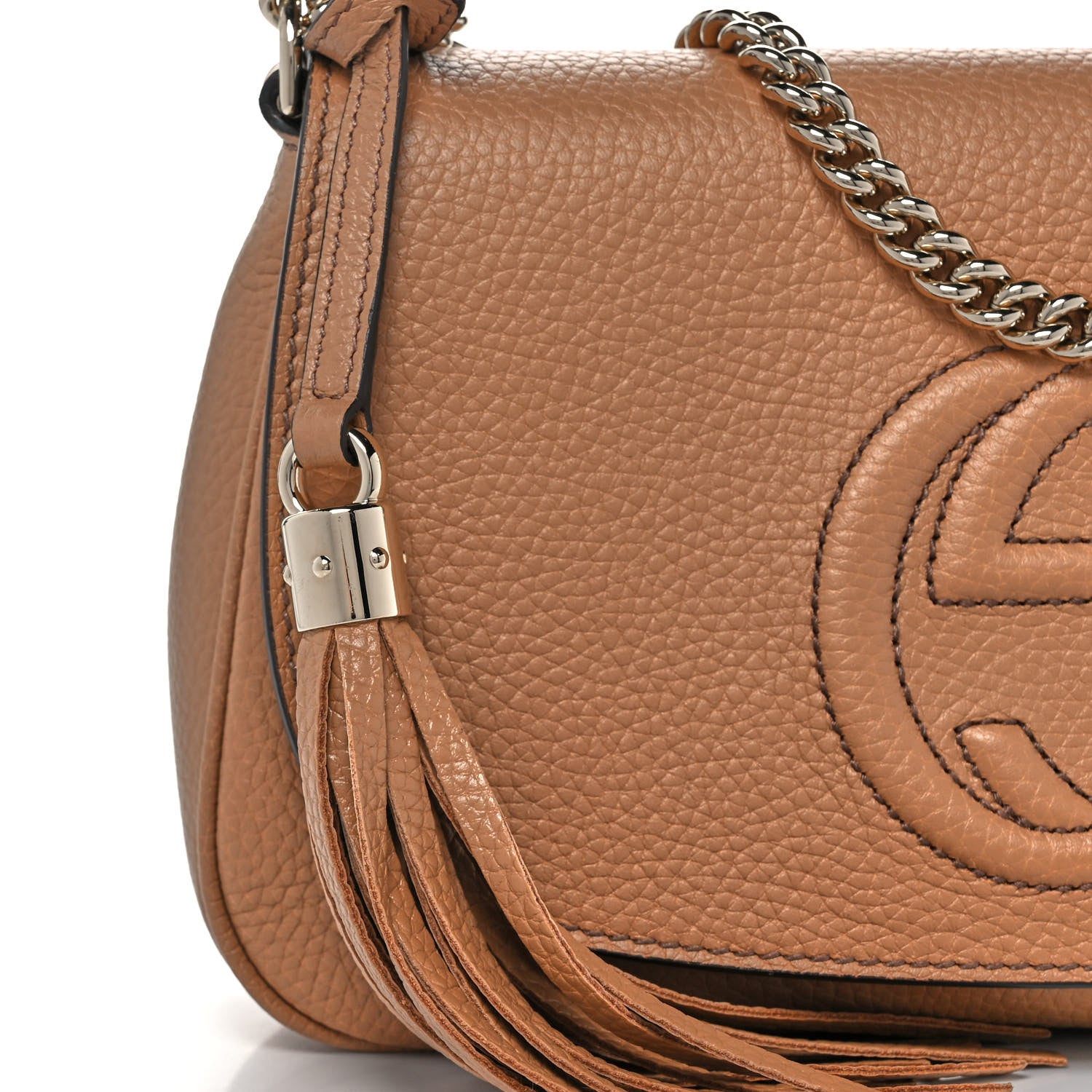 Gucci Pebbled Calfskin Medium Soho Flap Crossbody Camelia 9 of 11