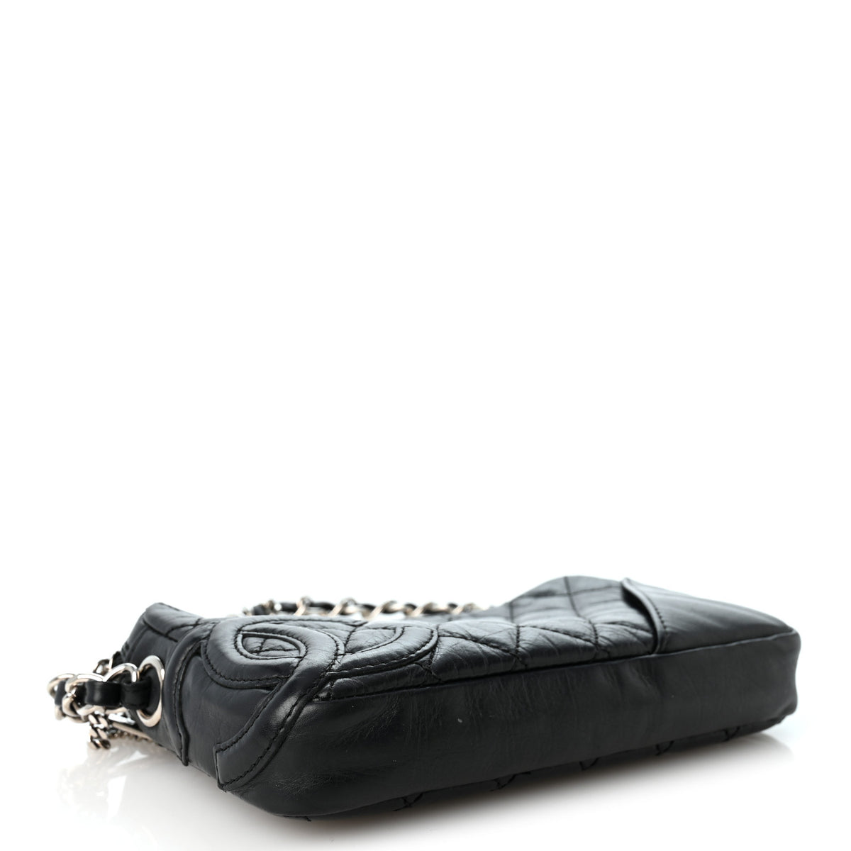 Chanel Aged Calfskin Quilted Cotton Club Pochette Black 4 of 11
